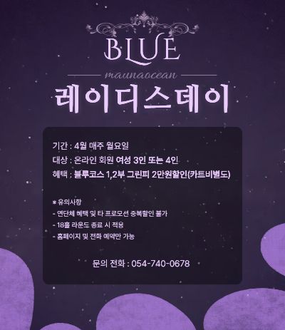 블루레이디스데이 프로모션

